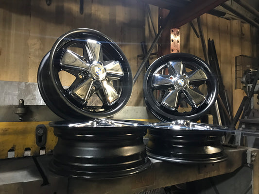 Custom Detailed Porsche Fuchs Wheels Set – Chrome Black – 5x130mm – 15″x4.5″ & 15″x5.5″